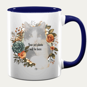 Mug with your pet’s photo. (Floral Style)