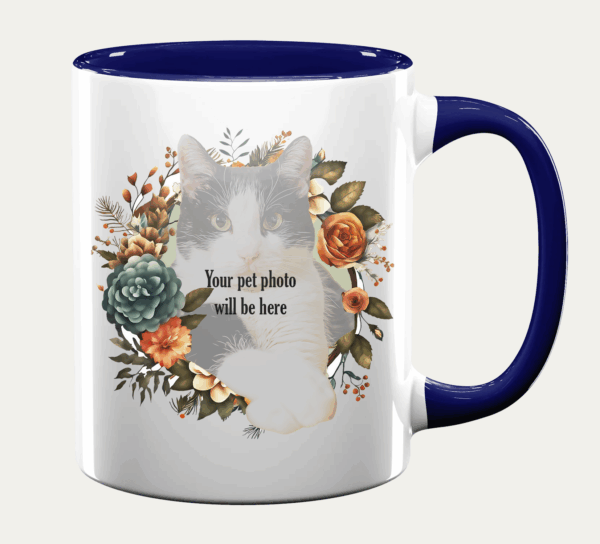 Mug with your pet’s photo. (Floral Style)