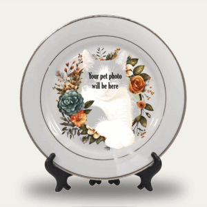Decorative Plate with your pet's photo. (Floral Style)